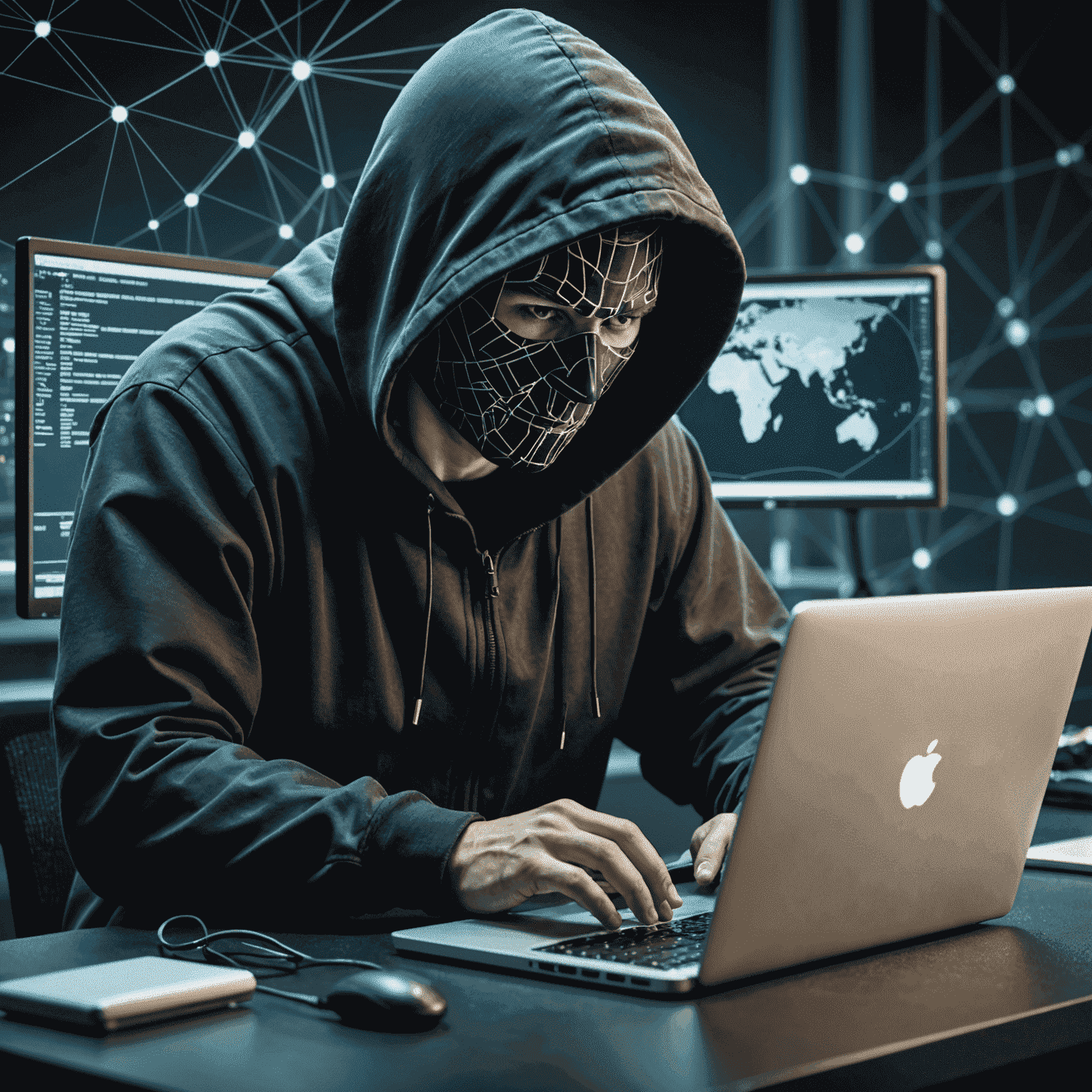 Illustration of a hacker attempting to breach a secure network, representing the penetration testing service