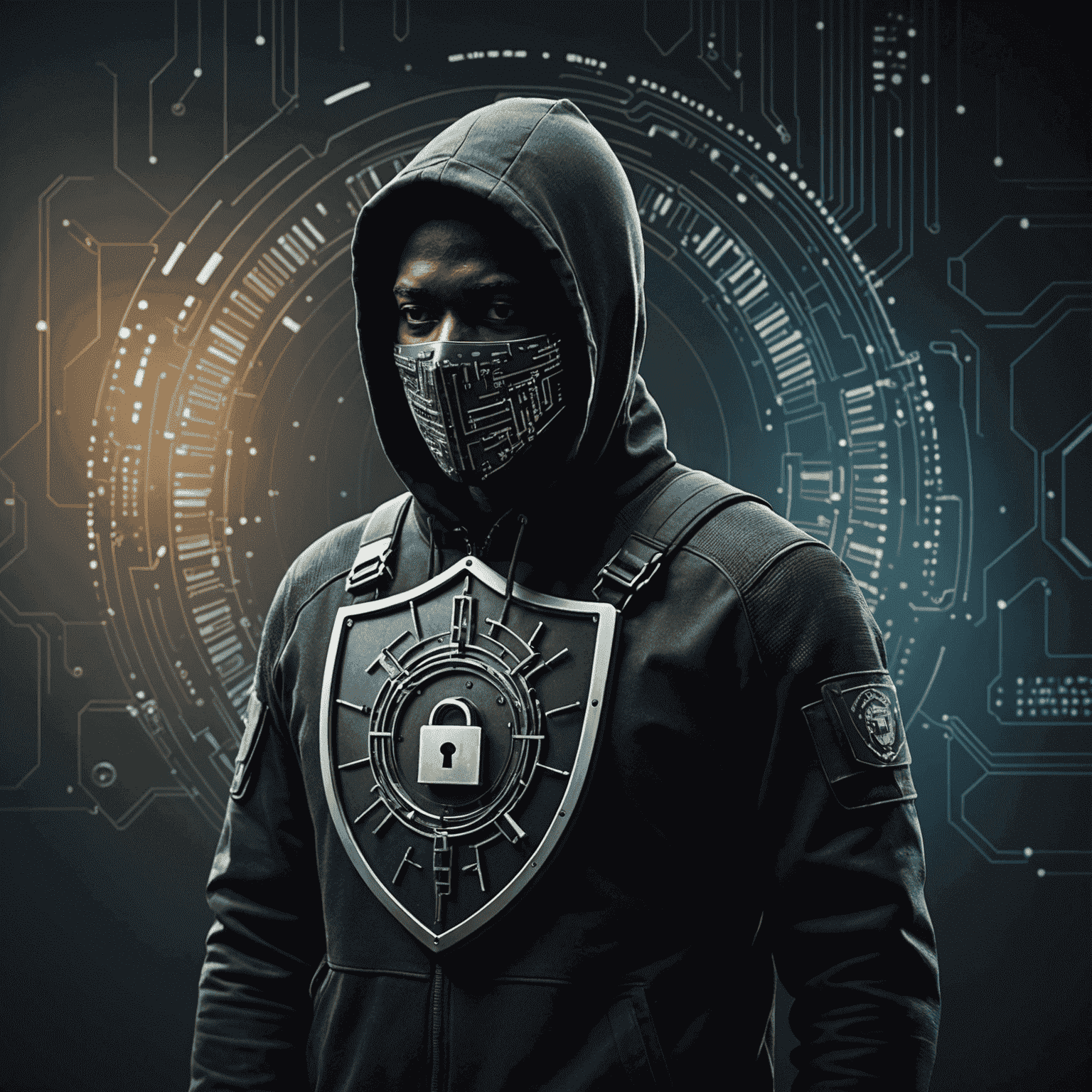 An image illustrating the latest cybersecurity trends in South Africa, such as a digital lock, shield, or hacker silhouette